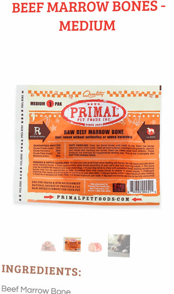 Single Primal Raw Recreational Beef Marrow Bones